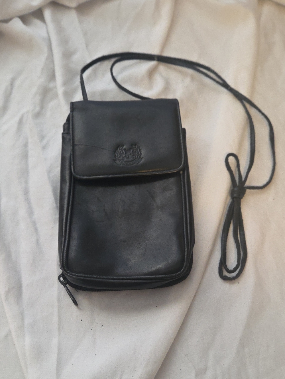 Capezio Black Leather Crossbody Phone Pouch